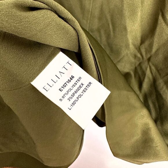 ELLIATT Camo Asymmetric Satin Cocktail Dress in Khaki Size X-Small - Picture 8 of 16